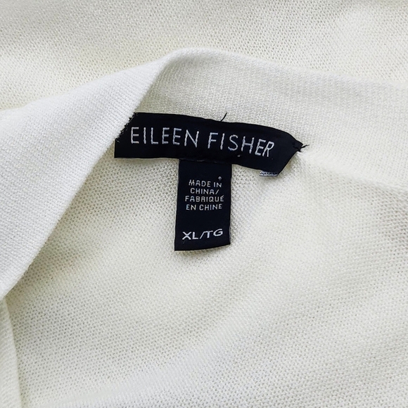 Eileen Fisher Simple Open Front Long Sleeves Cardigan In Ivory White Size XL - Picture 13 of 15